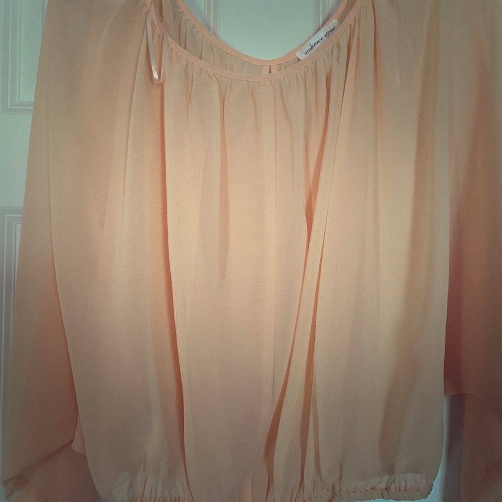 Long sleeve crop chiffon blouse